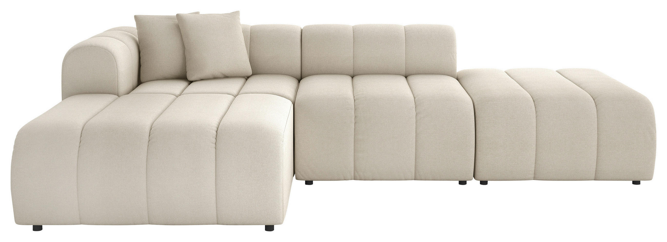 ECKSOFA Creme Webstoff Zierkissen  - Creme/Schwarz, LIFESTYLE, Kunststoff/Textil (178/289cm) - Milino