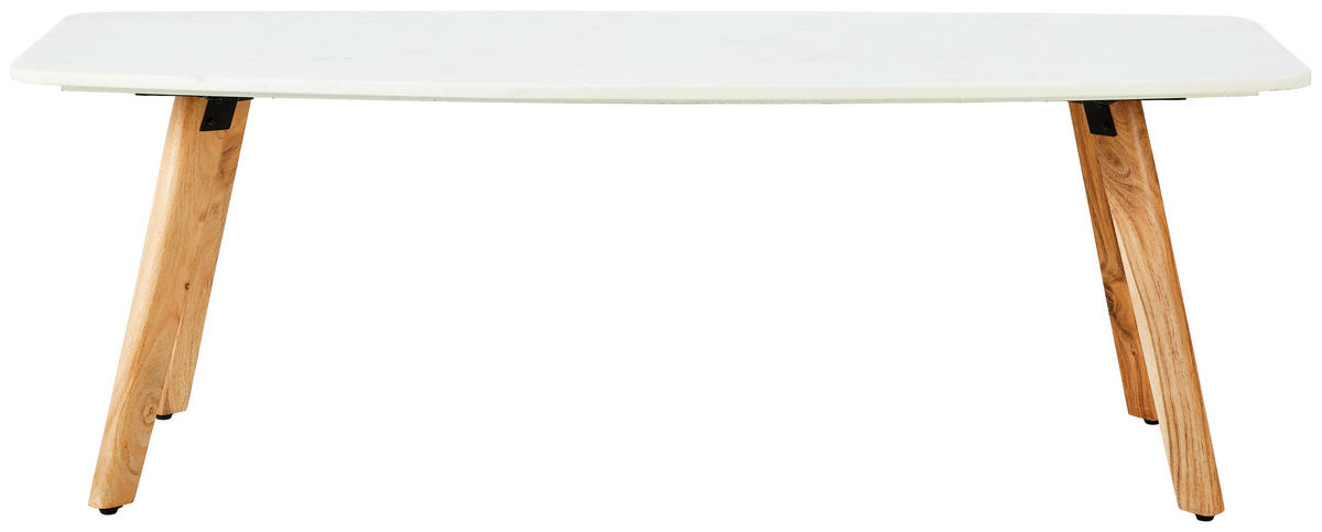 KONFERENČNÝ STOLÍK, biela, farba akácie, drevo, kameň, 130/45/50 cm - farba akácie/biela, Lifestyle, drevo/kameň (130/45/50cm) - MID.YOU