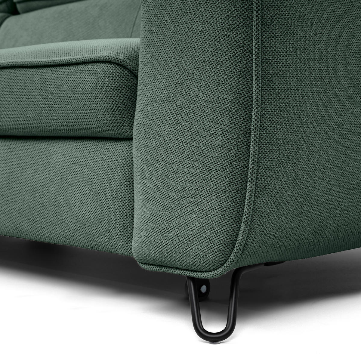 ECKSOFA in Flachgewebe Waldgrün  - Waldgrün/Schwarz, Design, Textil/Metall (200/250cm) - Stylife