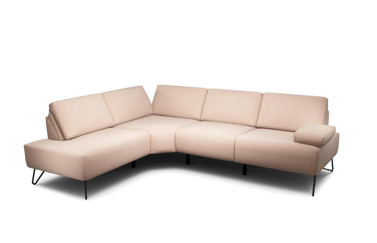 ECKSOFA in Chenille Rosa  193/248-263 cm  - Schwarz/Rosa, Design, Textil/Metall (193/248-263cm) - SENSOO