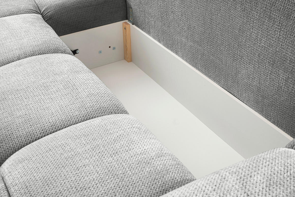 ECKSOFA in Chenille Silberfarben  - Silberfarben/Schwarz, Design, Textil/Metall (173/299cm) - Stylife