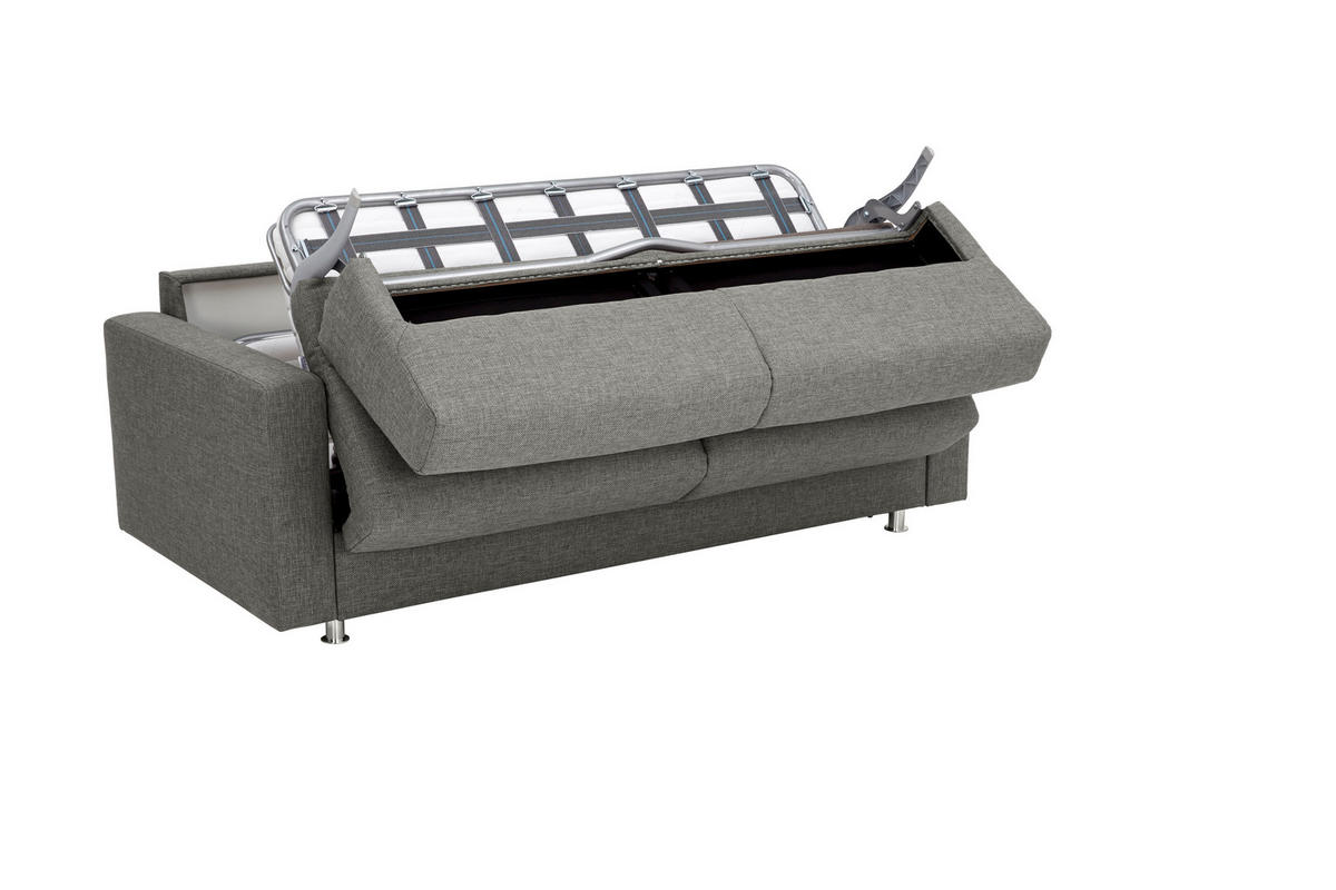 SCHLAFSOFA in Textil Grau  - Chromfarben/Grau, Design, Textil/Metall (195/84/100cm) - Bali