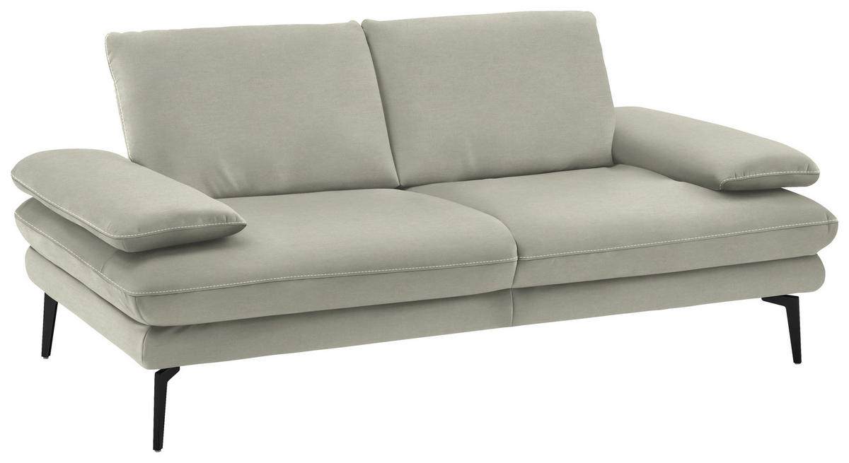 2,5-SITZER in Velours Ecru  - Ecru/Beige, Design, Textil/Metall (196/89/104cm) - Dieter Knoll