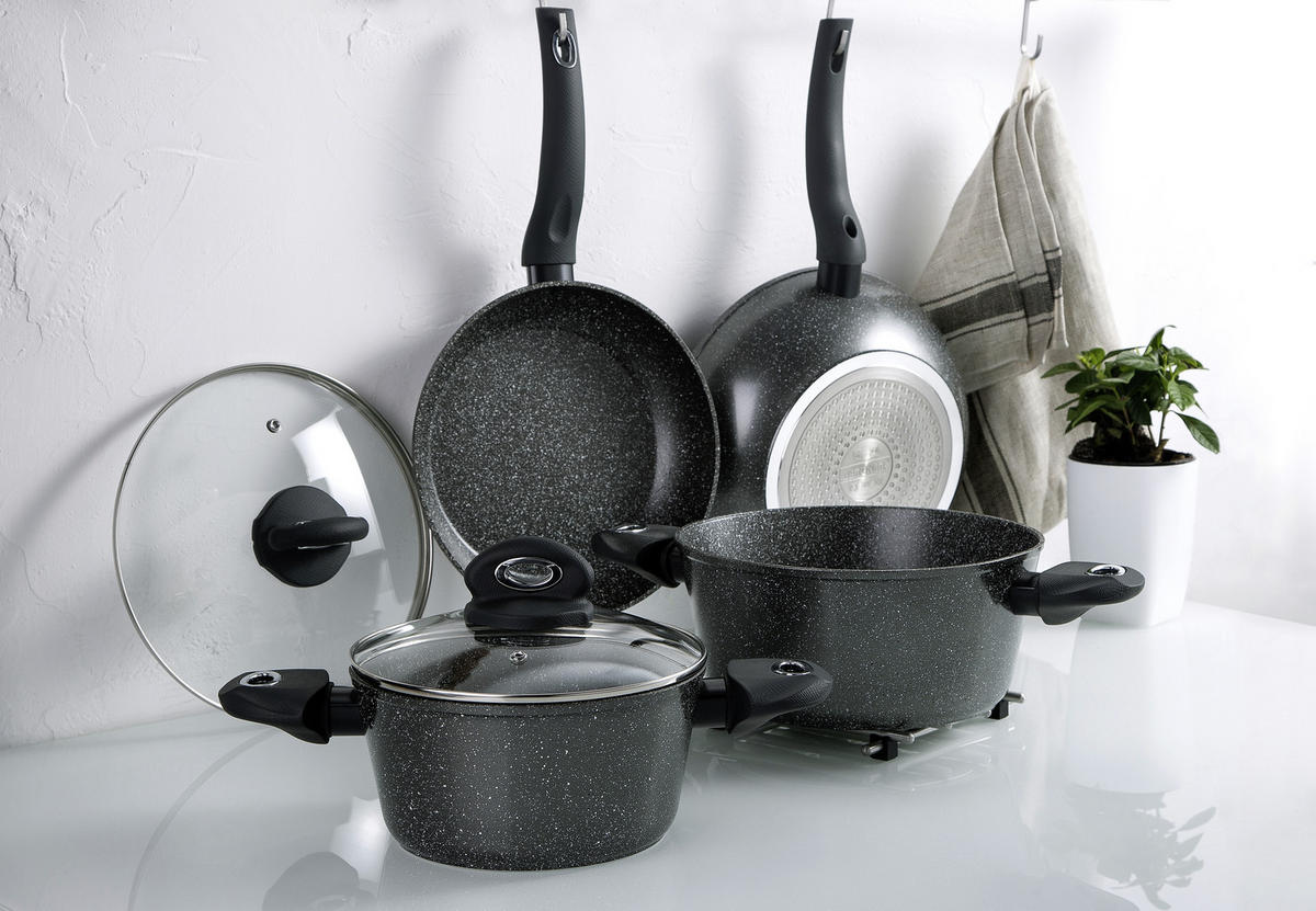 KOCHTOPFSET 6-teilig  - Transparent/Schwarz, Basics, Glas/Kunststoff