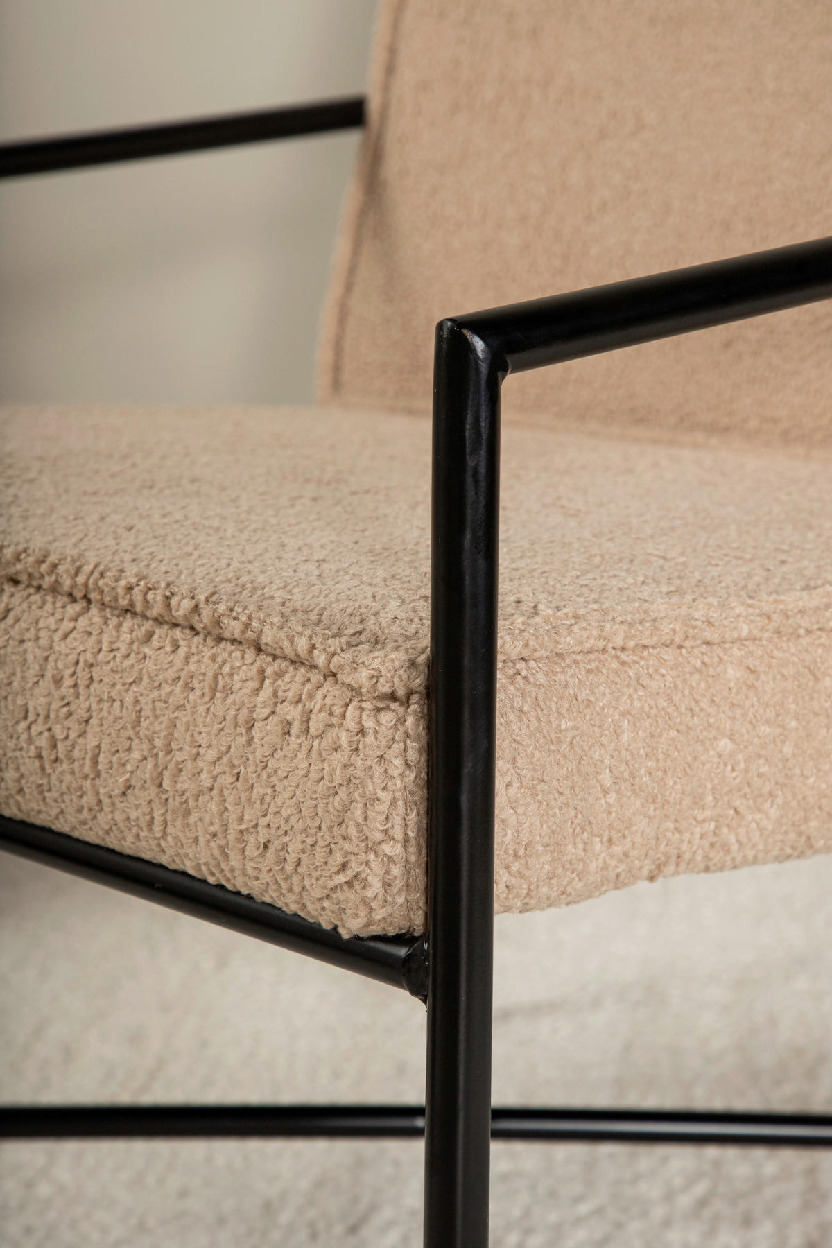 SESSEL in Teddystoff Schwarz, Beige  - Beige/Schwarz, Design, Textil/Metall (66/78/65cm) - Livetastic
