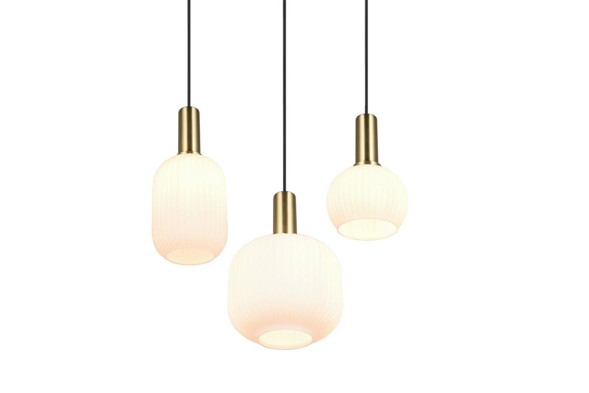 HÄNGELEUCHTE 30/150 cm    - Weiss/Messingfarben, Design, Glas/Metall (30/150cm) - Trio Leuchten