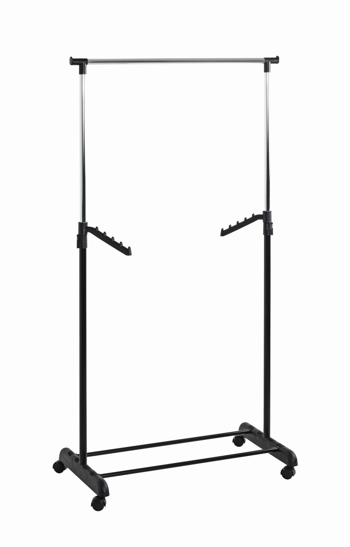 Cuier Mobil Cu Raft Pantofi negru, culoare crom, 81/100-177/42 cm   - culoare crom/negru, Basics, plastic/metal (81/100-177/42cm) - Carryhome