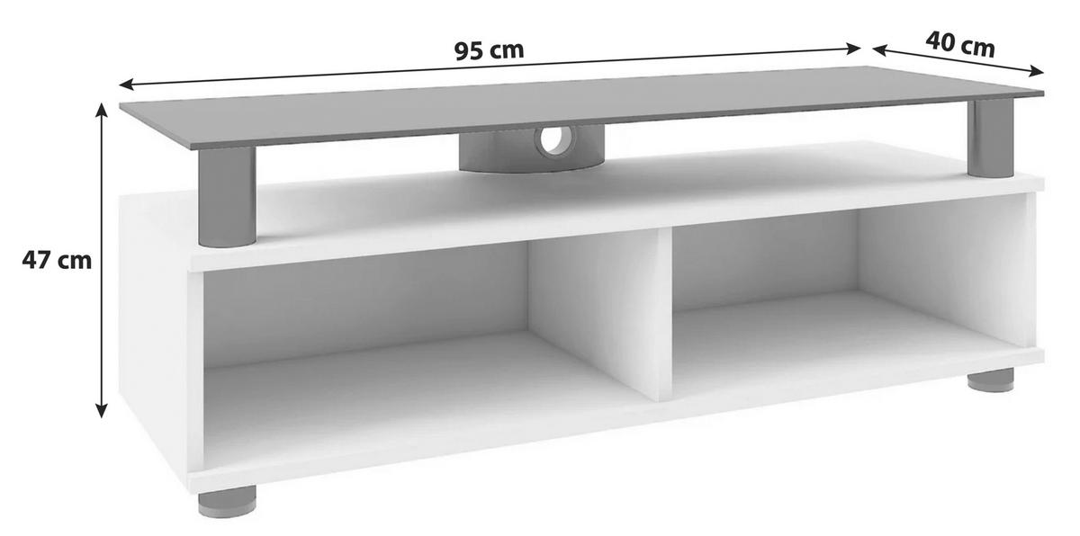TV-ELEMENT 95/47/40 cm  - Schwarz/Weiß, Basics, Glas/Holzwerkstoff (95/47/40cm) - MID.YOU