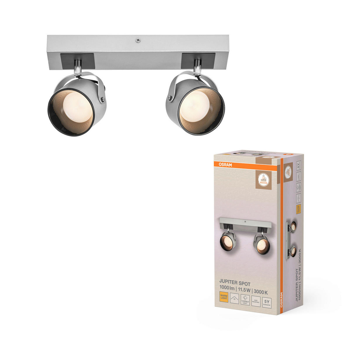 LED-STRAHLER 30/8,3/15 cm   - Silberfarben, Design, Kunststoff/Metall (30/8,3/15cm) - Osram