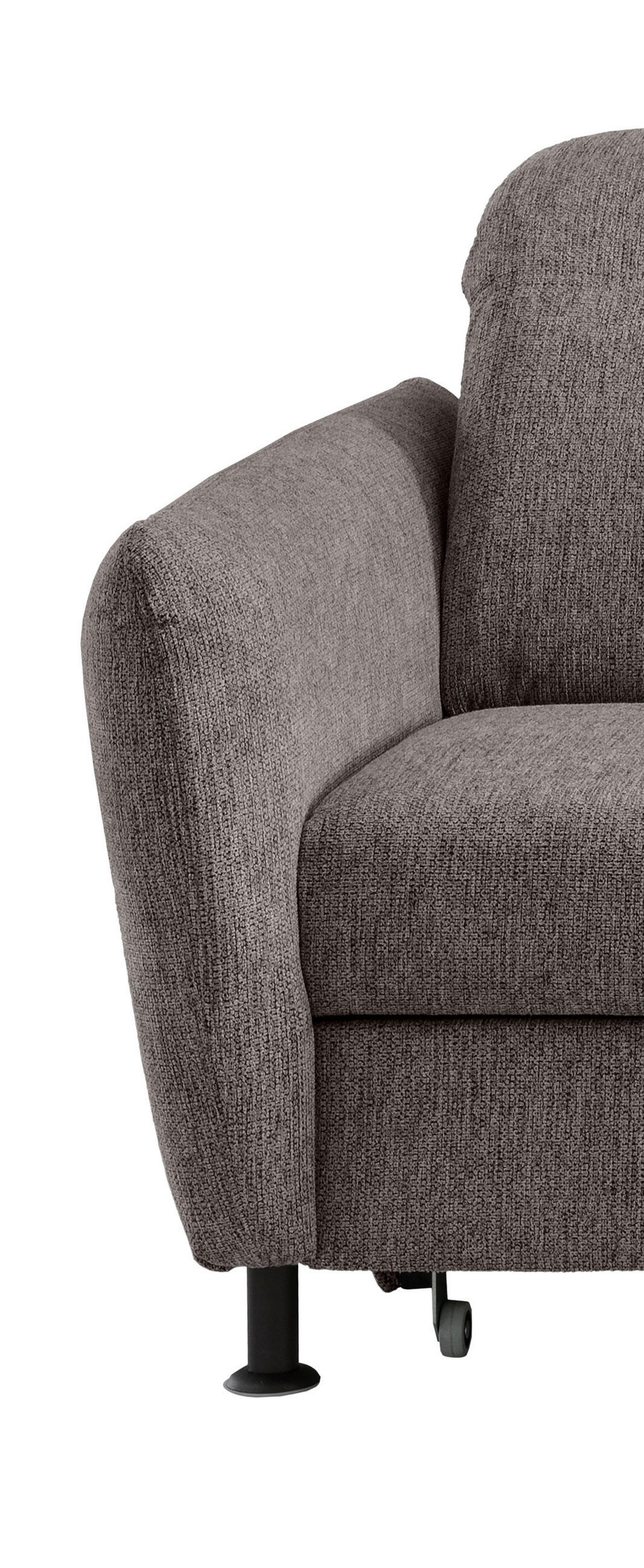 ECKSOFA Graubraun Chenille  - Graubraun/Schwarz, MODERN, Textil/Metall (267/184cm) - Livetastic