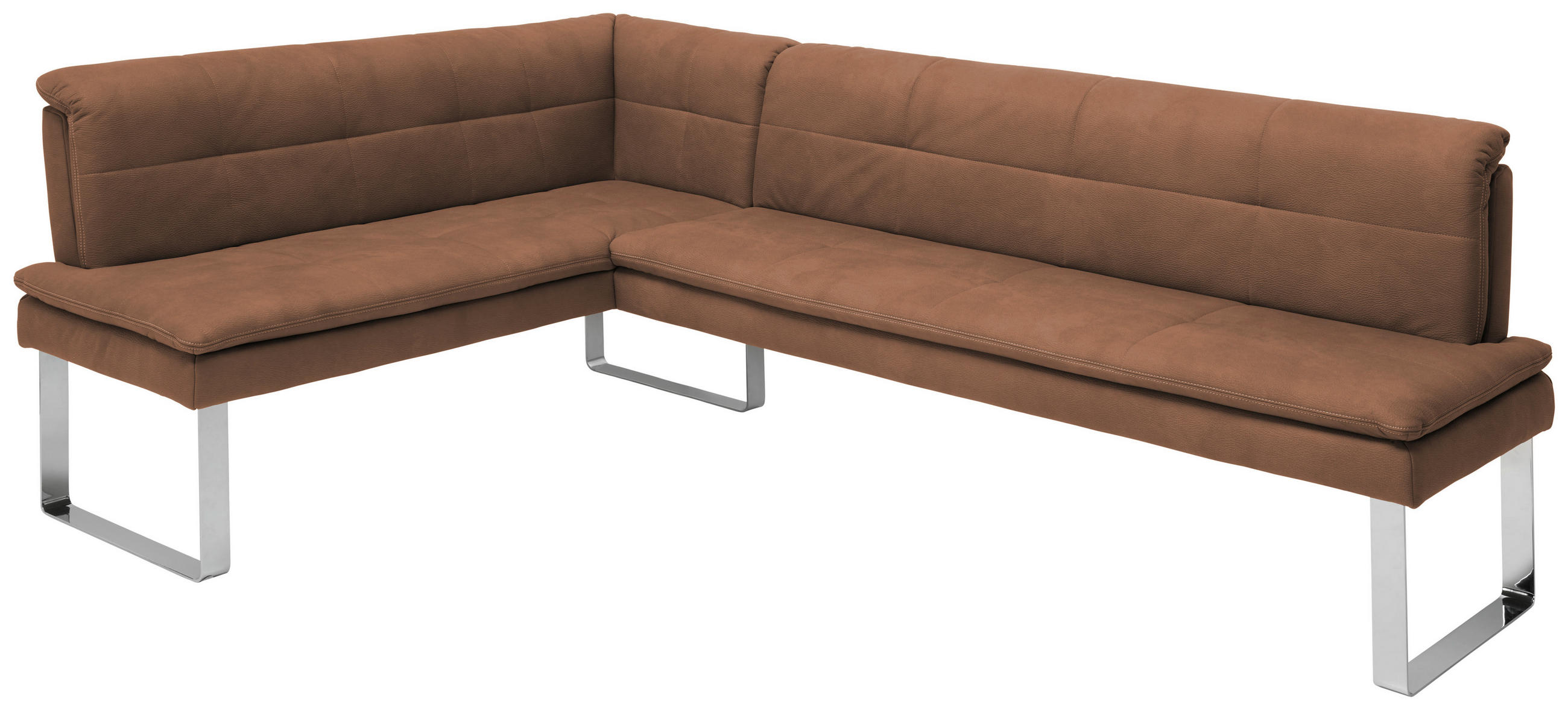 ECKBANK 174/233 cm Mikrofaser Chromfarben, Hellbraun Metall   - Chromfarben/Hellbraun, Design, Textil/Metall (174/233cm) - Novel