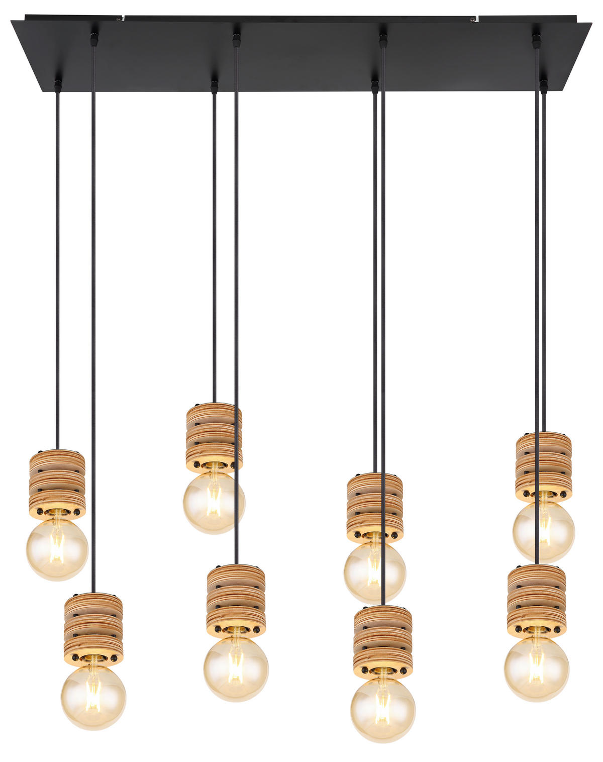 HÄNGELEUCHTE 98/24/120 cm    - Schwarz/Braun, Konventionell, Holzwerkstoff/Metall (98/24/120cm) - Globo