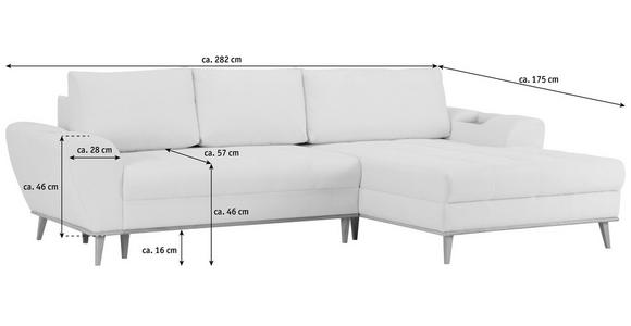 ECKSOFA in Webstoff Grau  - Eichefarben/Grau, Design, Holz/Textil (282/175cm) - Carryhome