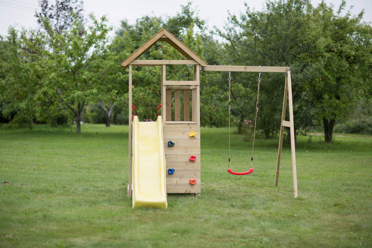 SPIELTURM 270/270/280 cm  - Gelb/Naturfarben, KONVENTIONELL, Holz (270/270/280cm)