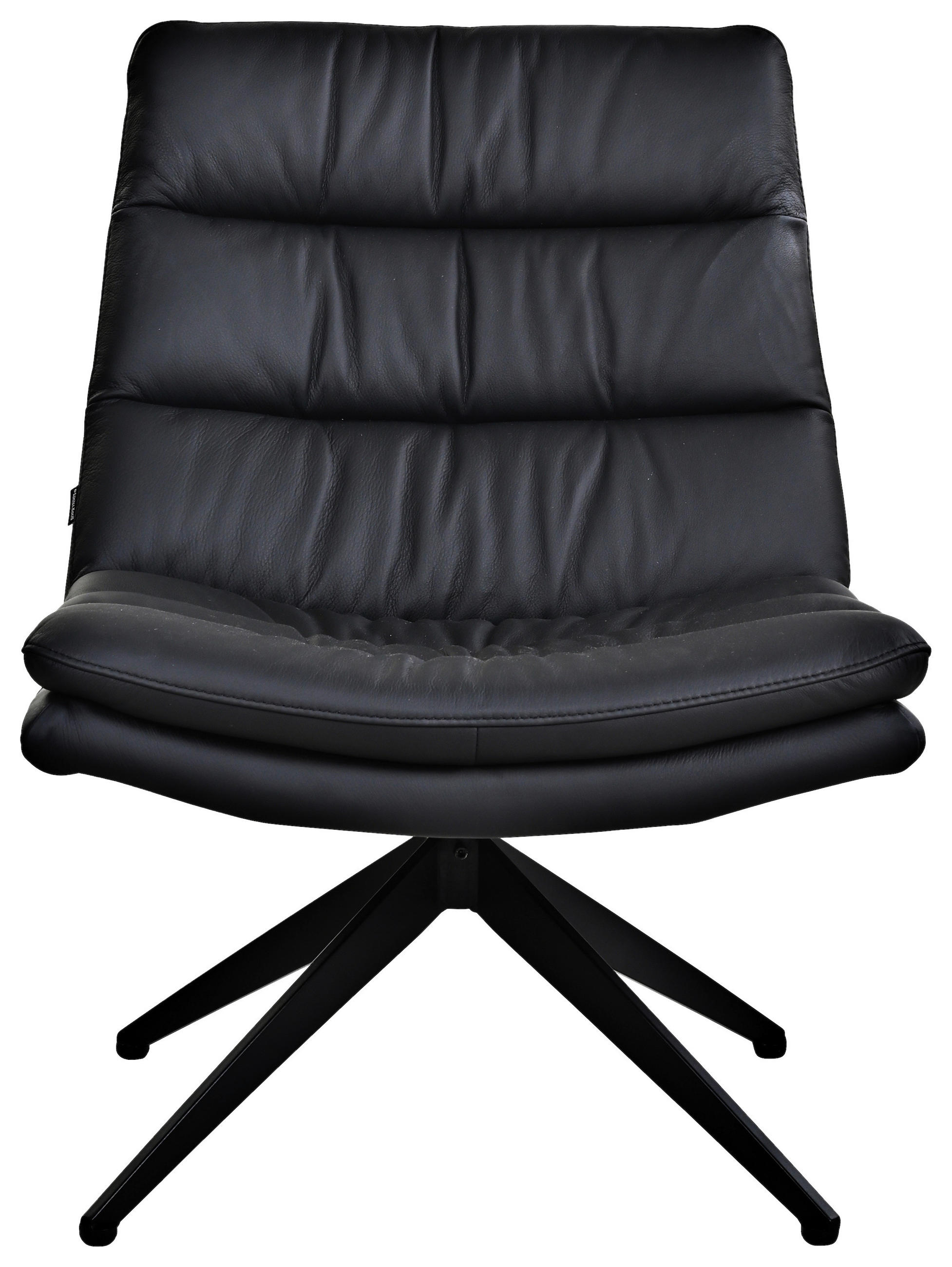 Thumbnail - Dieter Knoll Designsessel, Schwarz, Metall, Leder, Echtleder, Rindleder, 62.5x82x80 cm, Sitzfläche 360° drehbar, Wohnzim...