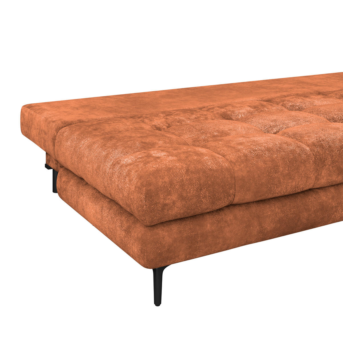 SCHLAFSOFA  mit Liegefunktion, Schlafen auf Sitzhöhe, Rücken echt Chenille Terracotta  - Terracotta/Schwarz, KONVENTIONELL, Textil/Metall (203/94/96cm) - Carryhome