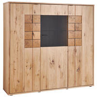 HIGHBOARD Alteiche  139,1/133,7/37,4 cm  - Alteiche/Anthrazit, KONVENTIONELL, Glas/Holz (139,1/133,7/37,4cm) - Linea Natura