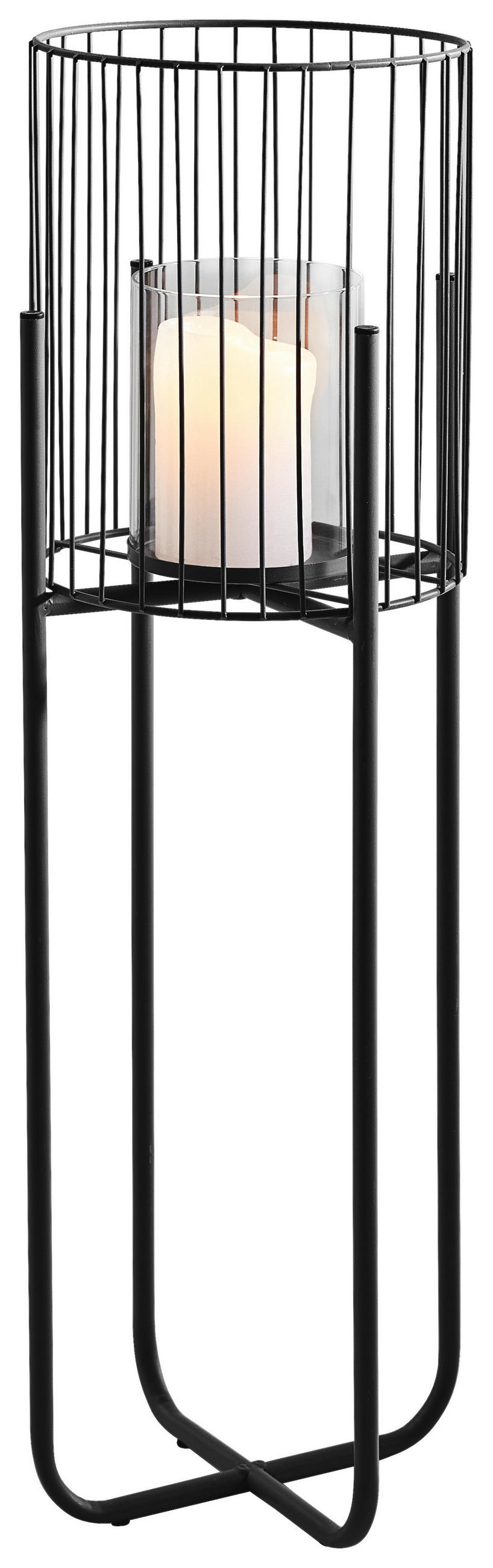 WINDLICHT Schwarz - Schwarz, MODERN, Glas/Metall (22/63/22cm)