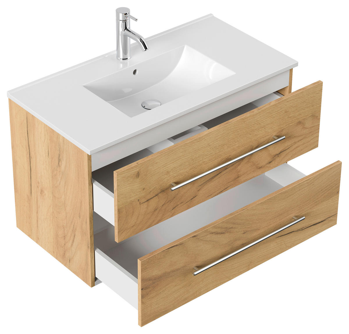 WASCHTISCHKOMBI 91 cm  - Eichefarben/Weiß, Basics, Keramik/Holzwerkstoff (91cm) - MID.YOU