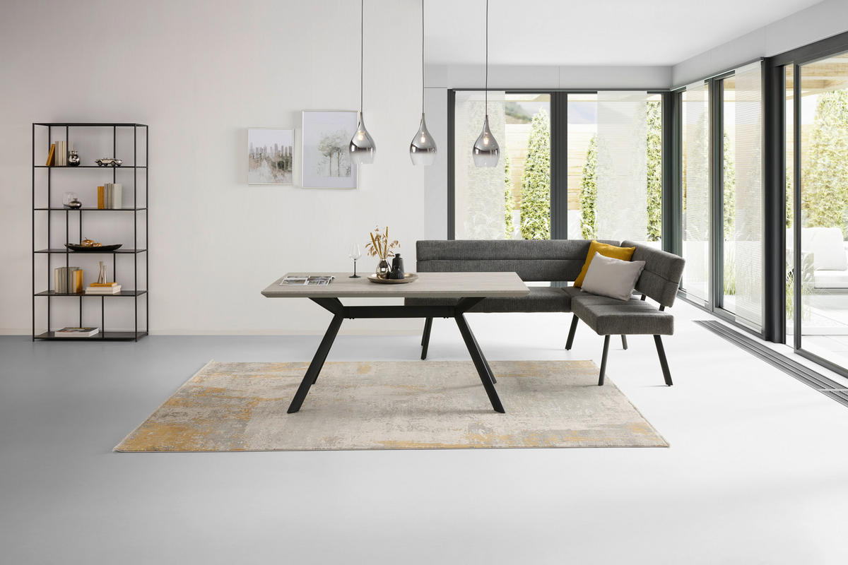 ECKBANK 190/150 cm Webstoff Anthrazit   - Anthrazit/Schwarz, KONVENTIONELL, Textil/Metall (190/150cm) - MID.YOU