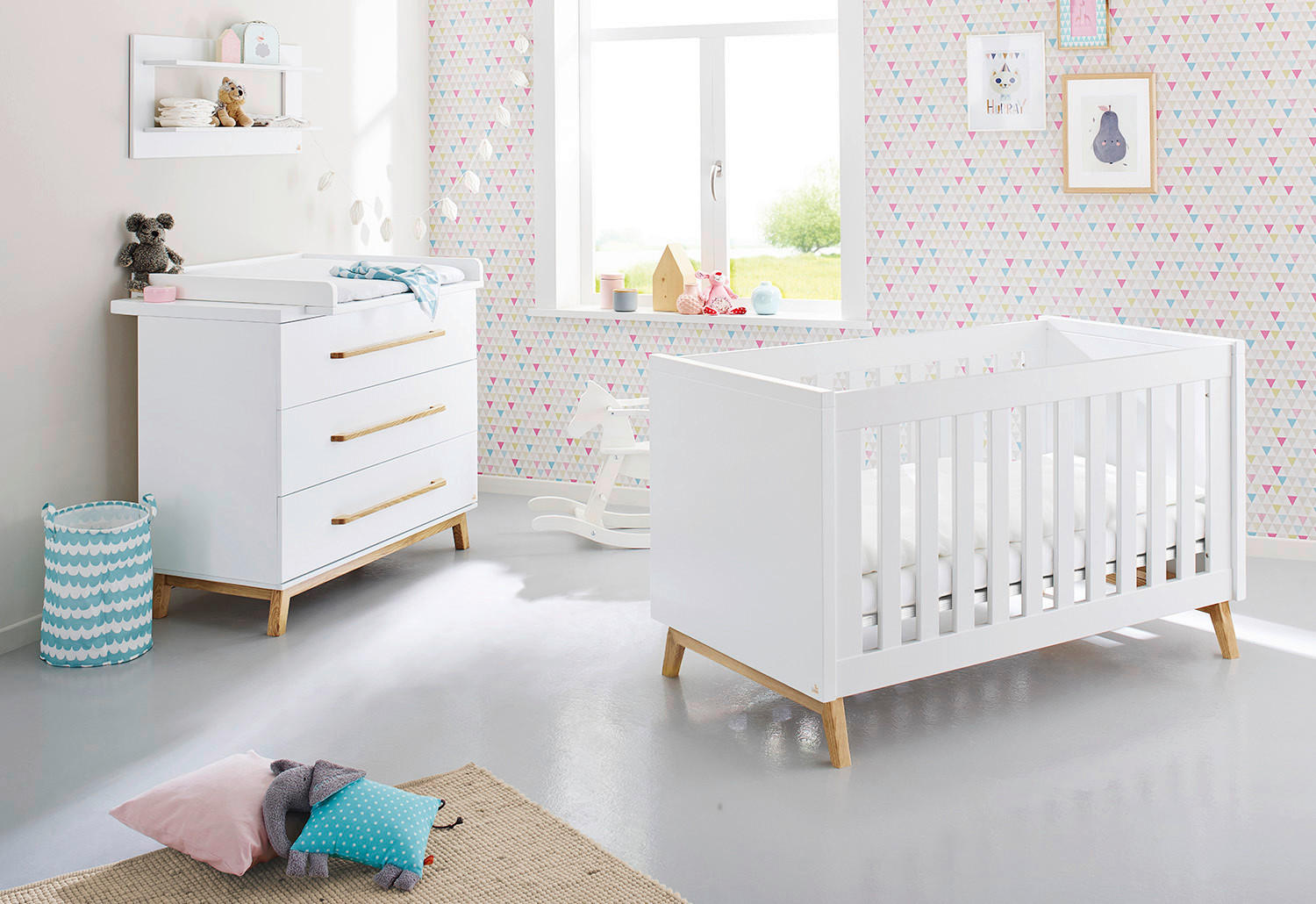 BABYZIMMER PINOLINO RIVA  - Eschefarben/Weiß, Design, Holzwerkstoff - Pinolino