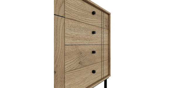 SIDEBOARD in 160,2/81,8/37 cm - Eichefarben/Schwarz, MODERN, Holzwerkstoff/Kunststoff (160,2/81,8/37cm) - Carryhome