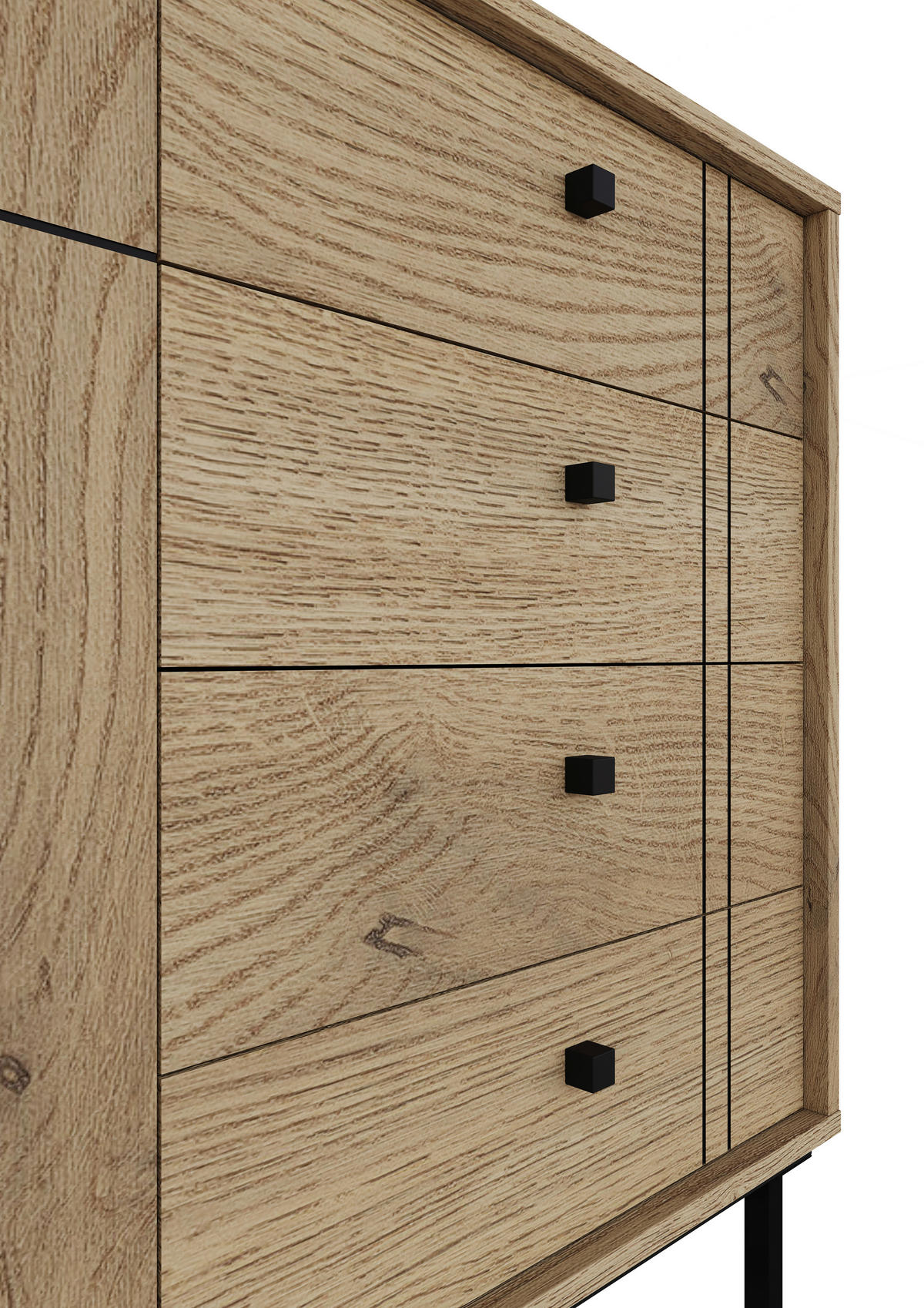SIDEBOARD 160,2/81,8/37 cm  in Eichefarben  - Eichefarben/Schwarz, Modern, Holzwerkstoff/Kunststoff (160,2/81,8/37cm) - Carryhome