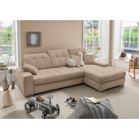 ECKSOFA Chenille Hellbraun  - Chromfarben/Hellbraun, Konventionell, Textil/Metall (283/186cm) - Livetastic