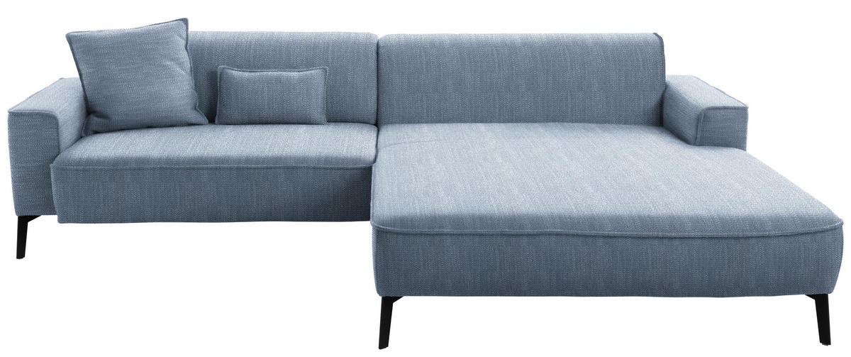 ECKSOFA  in Flachgewebe Blau  285/190 cm  - Blau/Schwarz, Design, Textil/Metall (285/190cm) - Johann Jakob