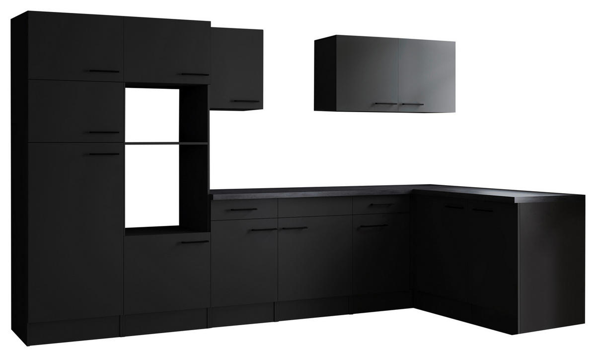 ECKKÜCHE 340/172 cm  in Dunkelgrau  - Dunkelgrau/Schwarz, Design, Holzwerkstoff/Metall (340/172cm) - Respekta