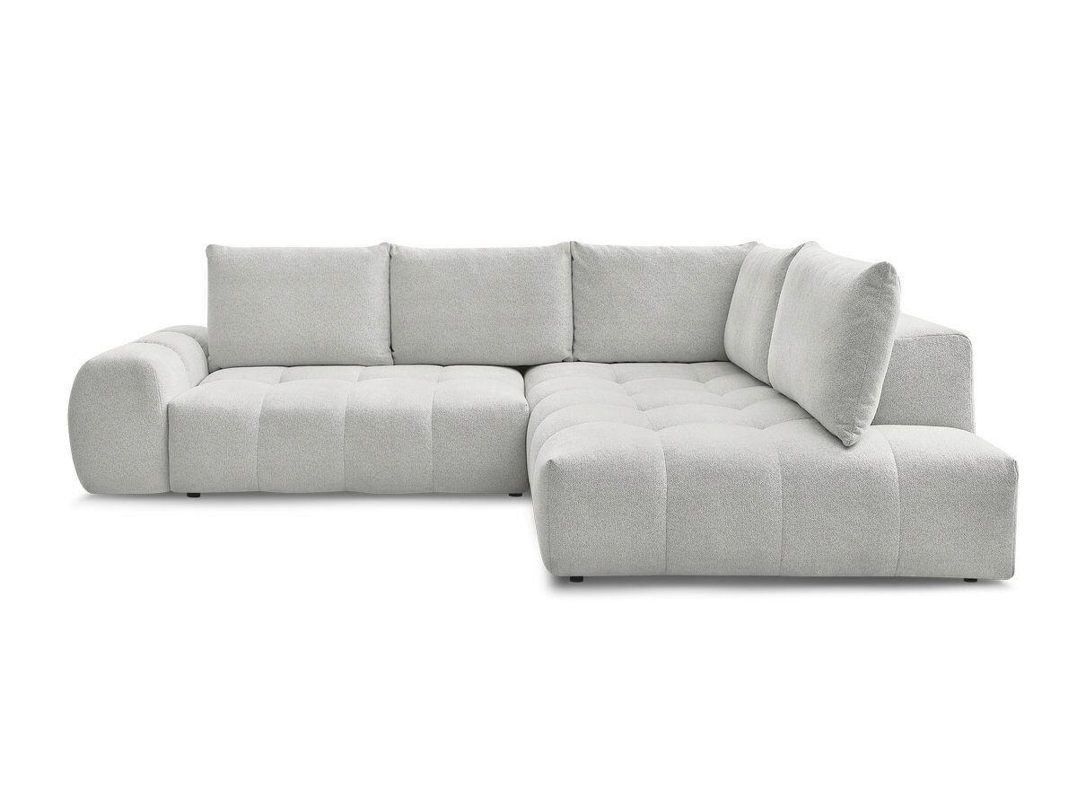 ECKSCHLAFSOFA EVEREST  mit Rücken echt, Armteil links, Armteil rechts Flachgewebe Hellgrau  - Hellgrau/Schwarz, MODERN, Kunststoff/Textil (320/212cm)