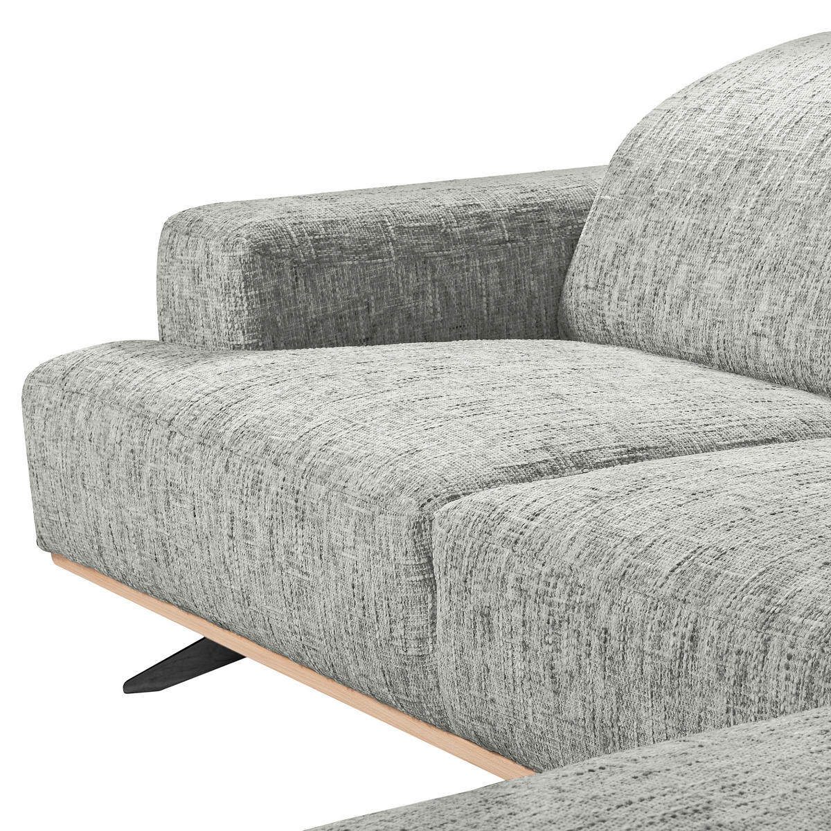 ECKSOFA PORTLAND in Struktur Grau Kopfteilverstellung  295/187 cm  - Schwarz/Grau, Design, Holz/Textil (295/187cm) - Livetastic
