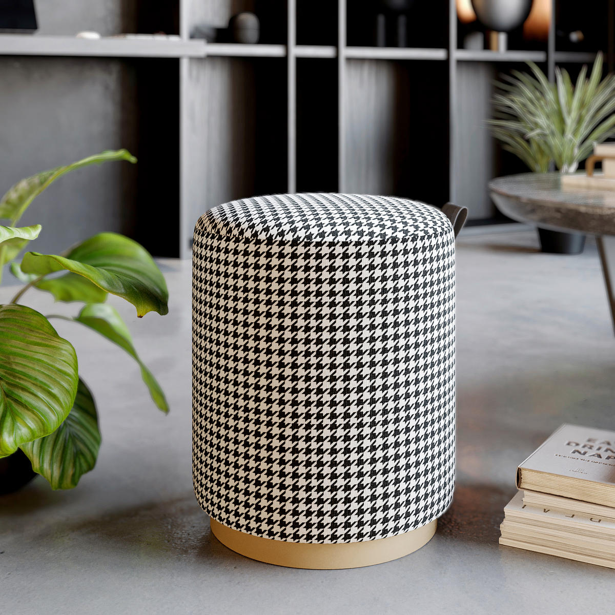 HOCKER Macaria Fußbank Schwarz, Weiß  - Schwarz/Weiß, Design, Textil (36/43/36cm) - Livetastic