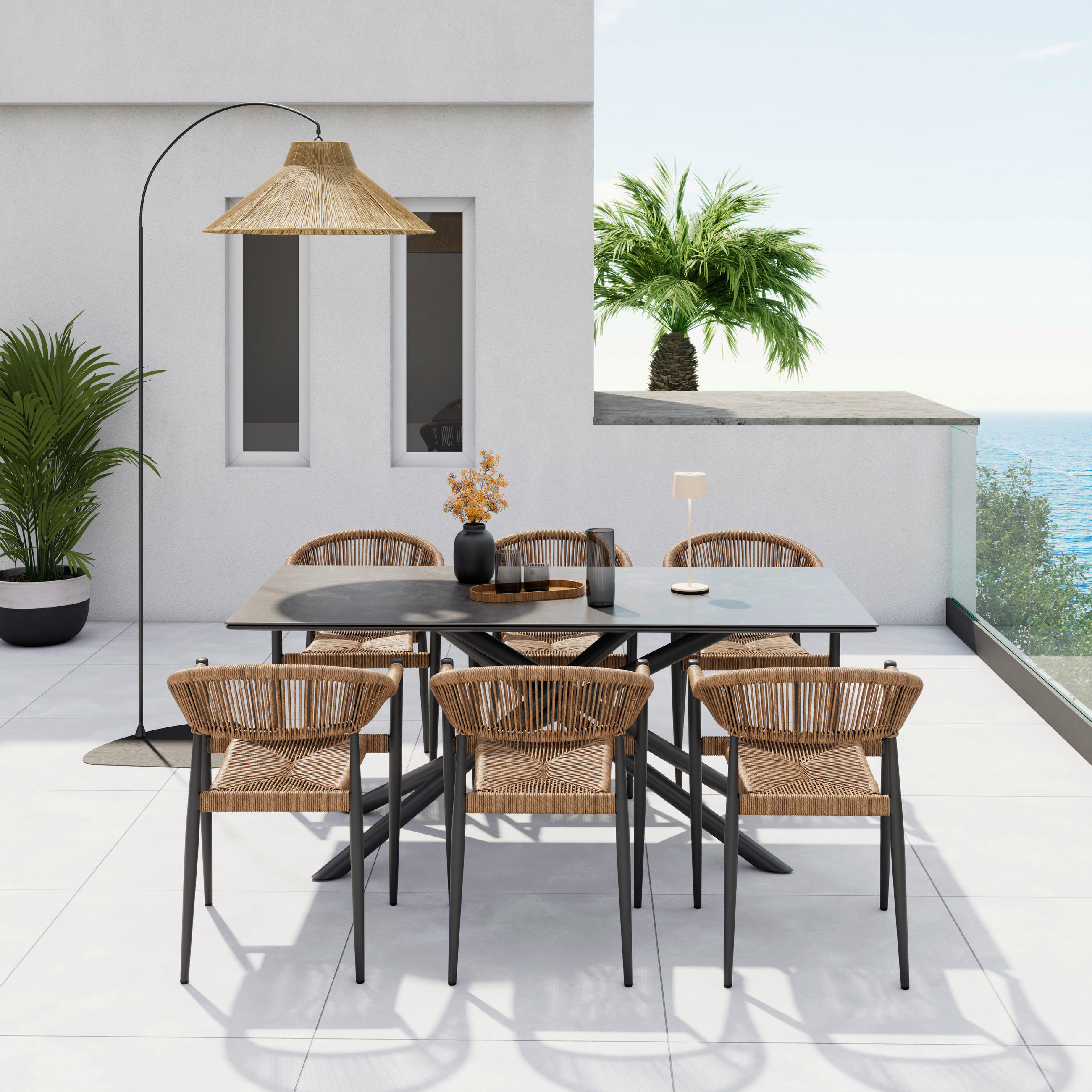 STAPELSESSEL Aluminium Anthrazit, Naturfarben  - Anthrazit/Naturfarben, KONVENTIONELL, Kunststoff/Metall (55/78/59.5cm) - Ambia Garden