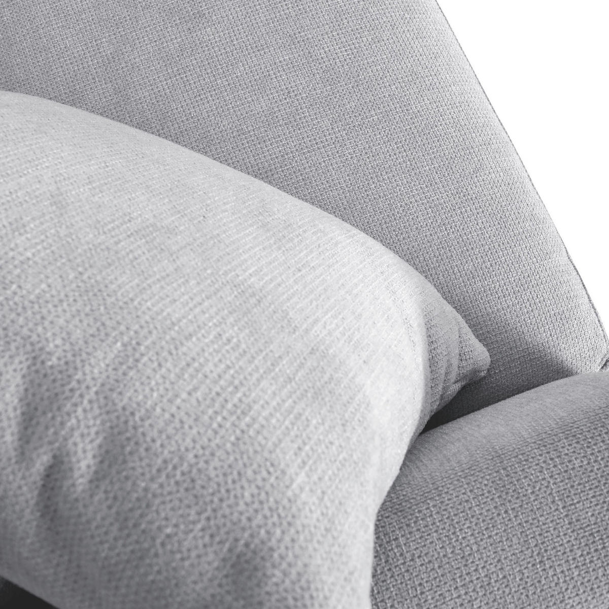 ECKSOFA Grauweiß Flachgewebe  - Grauweiß/Schwarz, Design, Kunststoff/Textil (235/175cm) - home24