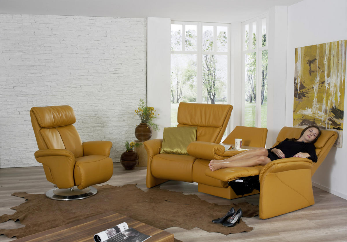TRAPEZSOFA in Echtleder Gelb  - Gelb, Konventionell, Leder (208/107/103cm) - Himolla Komfortklass