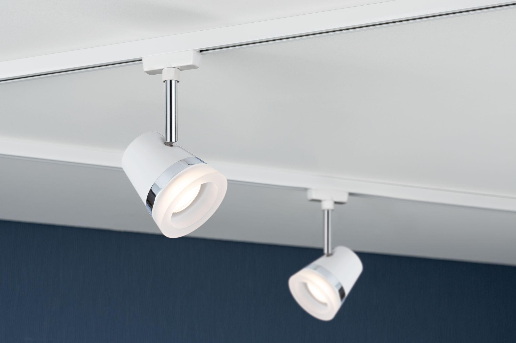 SCHIENENSYSTEM-STRAHLER - Chromfarben/Weiß, Design, Metall (18/9cm) - Paulmann
