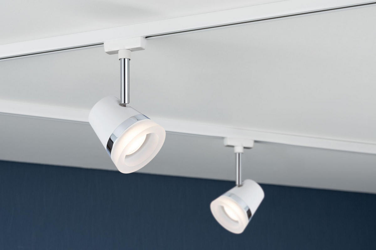 SCHIENENSYSTEM-STRAHLER URail 18/9 cm   - Chromfarben/Weiß, Design, Metall (18/9cm) - Paulmann