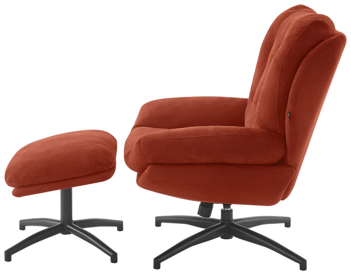 RELAXSESSELSET in Metall, Textil Schwarz, Rostfarben  - Rostfarben/Schwarz, Design, Textil/Metall (75/97/88cm) - Carryhome