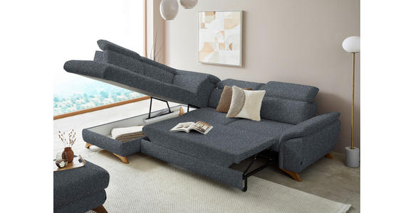 ECKSOFA in Bouclé Dunkelgrau  - Eichefarben/Dunkelgrau, MODERN, Holz/Textil (212/287cm) - Valnatura