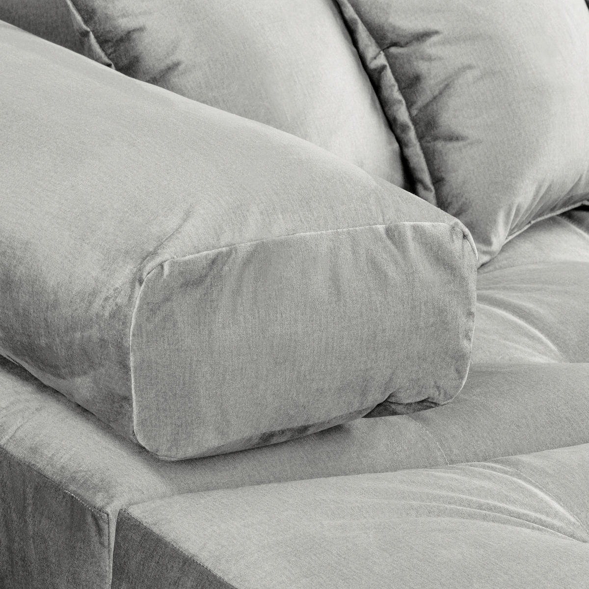 ECKSOFA Velours Hellgrau  - Hellgrau/Schwarz, Design, Kunststoff/Textil (243/284cm) - P & B