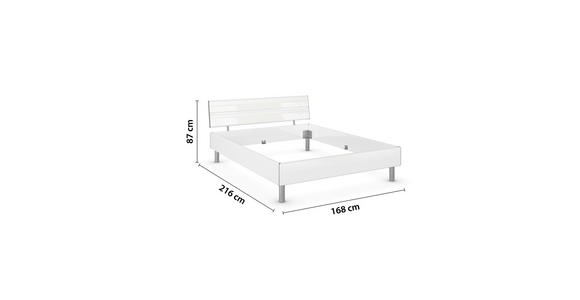 BETT 160/200 cm  in Weiß Hochglanz  - Weiß Hochglanz/Alufarben, Design, Holzwerkstoff/Metall (160/200cm) - Carryhome