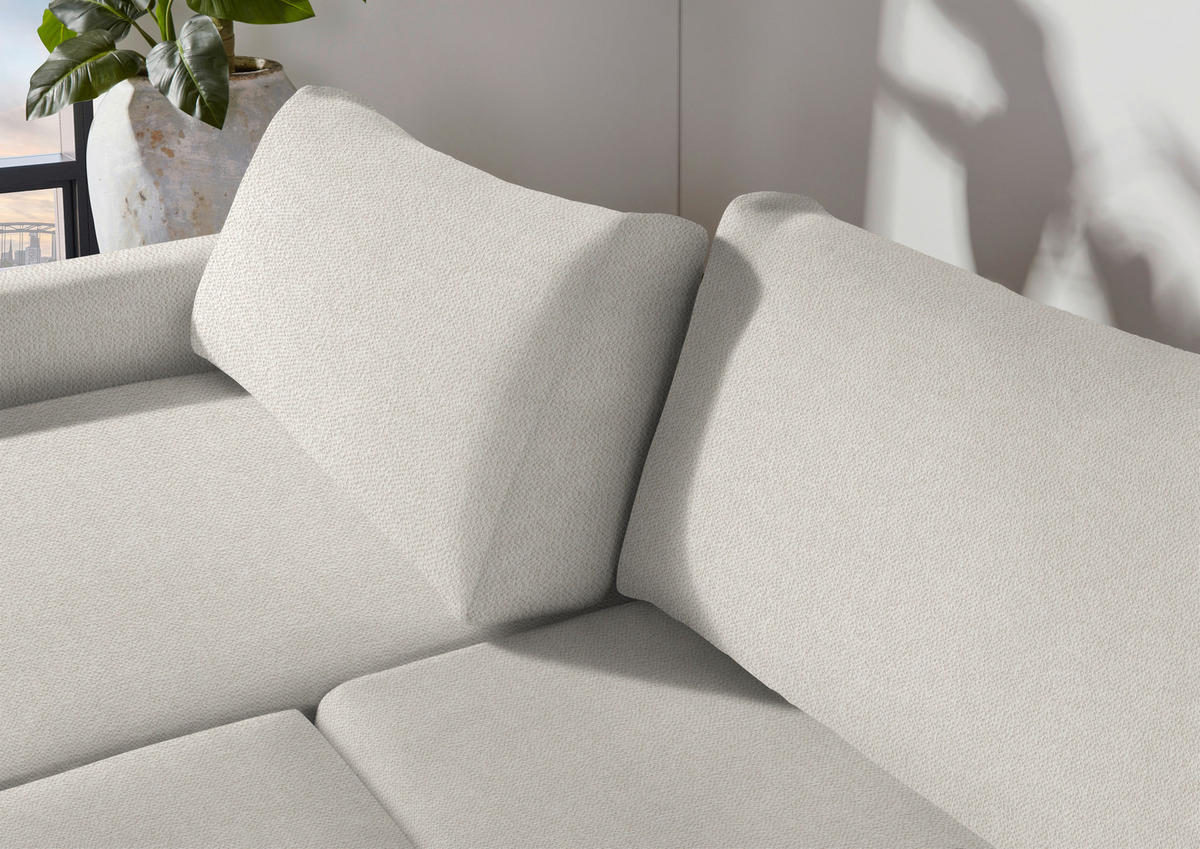 2,5-SITZER Flachgewebe Ecru  - Ecru/Schwarz, Design, Kunststoff/Textil (240/70/125cm) - Xora