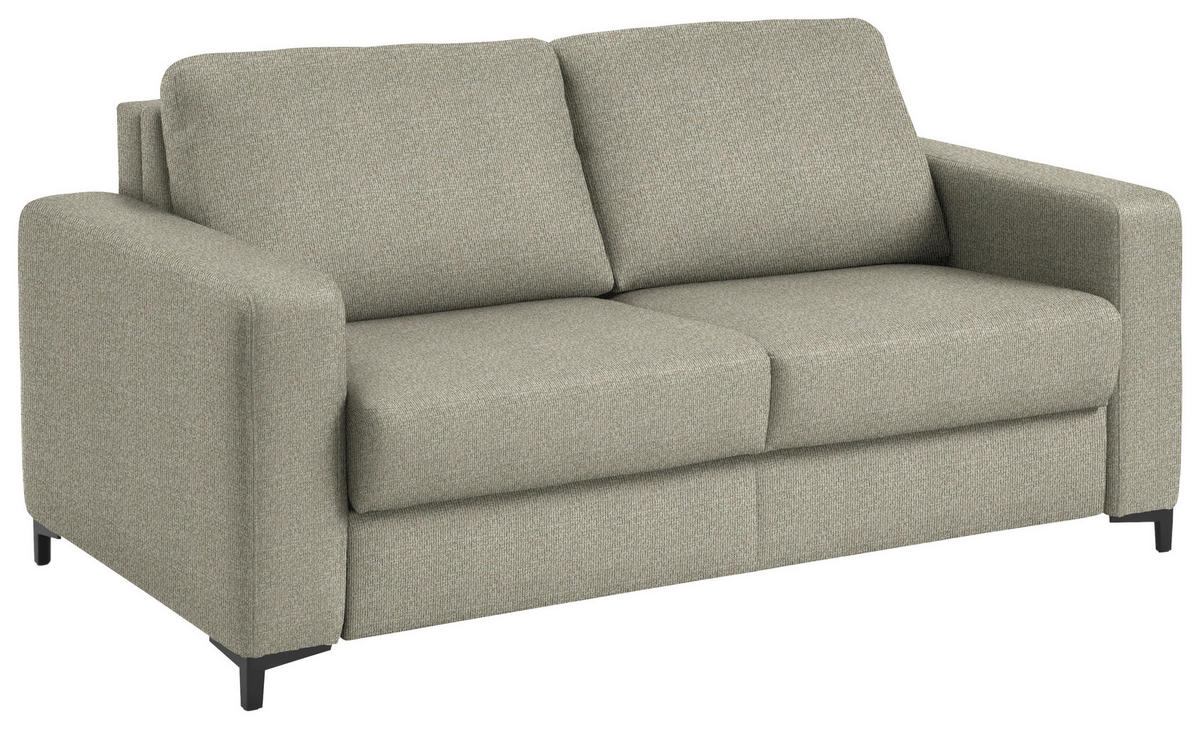 SCHLAFSOFA Webstoff Beige Armteil rechts, Armteil links, Rückenfutter, Schlafen auf Sitzhöhe, Stoffauswahl, Fussart wählbar  - Beige/Schwarz, Konventionell, Textil/Metall (196/87/103cm) - Dieter Knoll