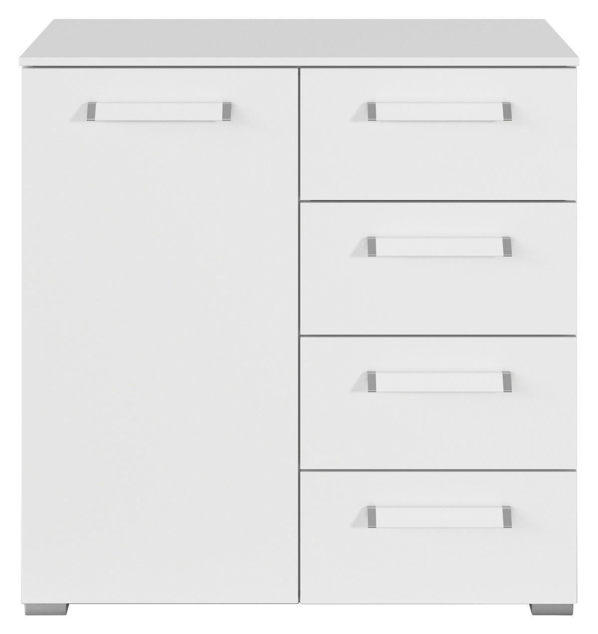KOMMODE  in 80/81/42 cm  - Silberfarben/Weiß, Design, Holzwerkstoff/Kunststoff (80/81/42cm) - Novel