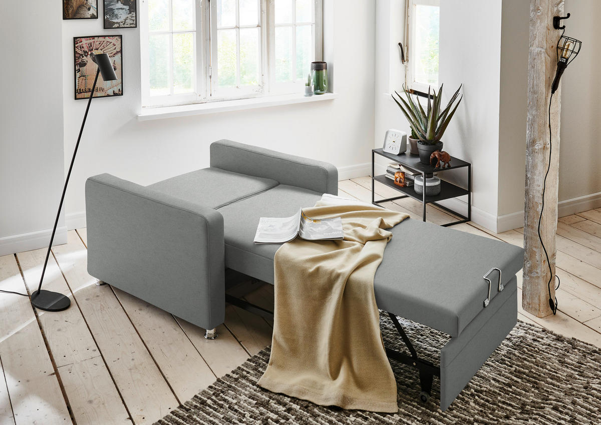 SCHLAFSESSEL Chenille Grau  - Alufarben/Grau, Konventionell, Textil/Metall (106/90/100cm) - Beldomo Style