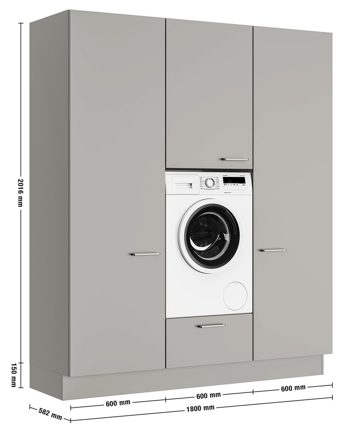 HAUSWIRTSCHAFTSRAUM 180/216,6/58,2 cm  in Grau  - Grau, MODERN, Holzwerkstoff (180/216,6/58,2cm) - Nobilia