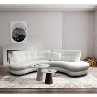 ECKSOFA in Bouclé Hellgrau  - Weiss/Hellgrau, Design, Kunststoff/Textil (300/113cm) - Livetastic