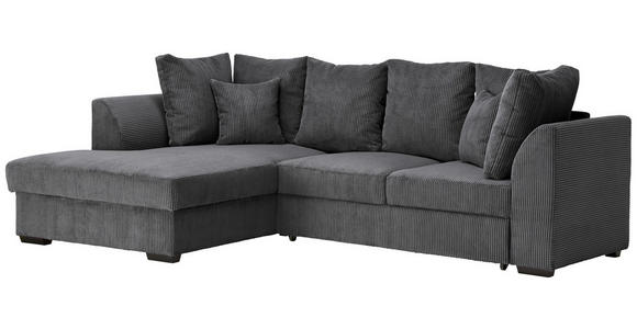 ECKSOFA inkl.Funktionen Anthrazit Cord  - Anthrazit/Schwarz, Design, Kunststoff/Textil (174/259cm) - Cantus