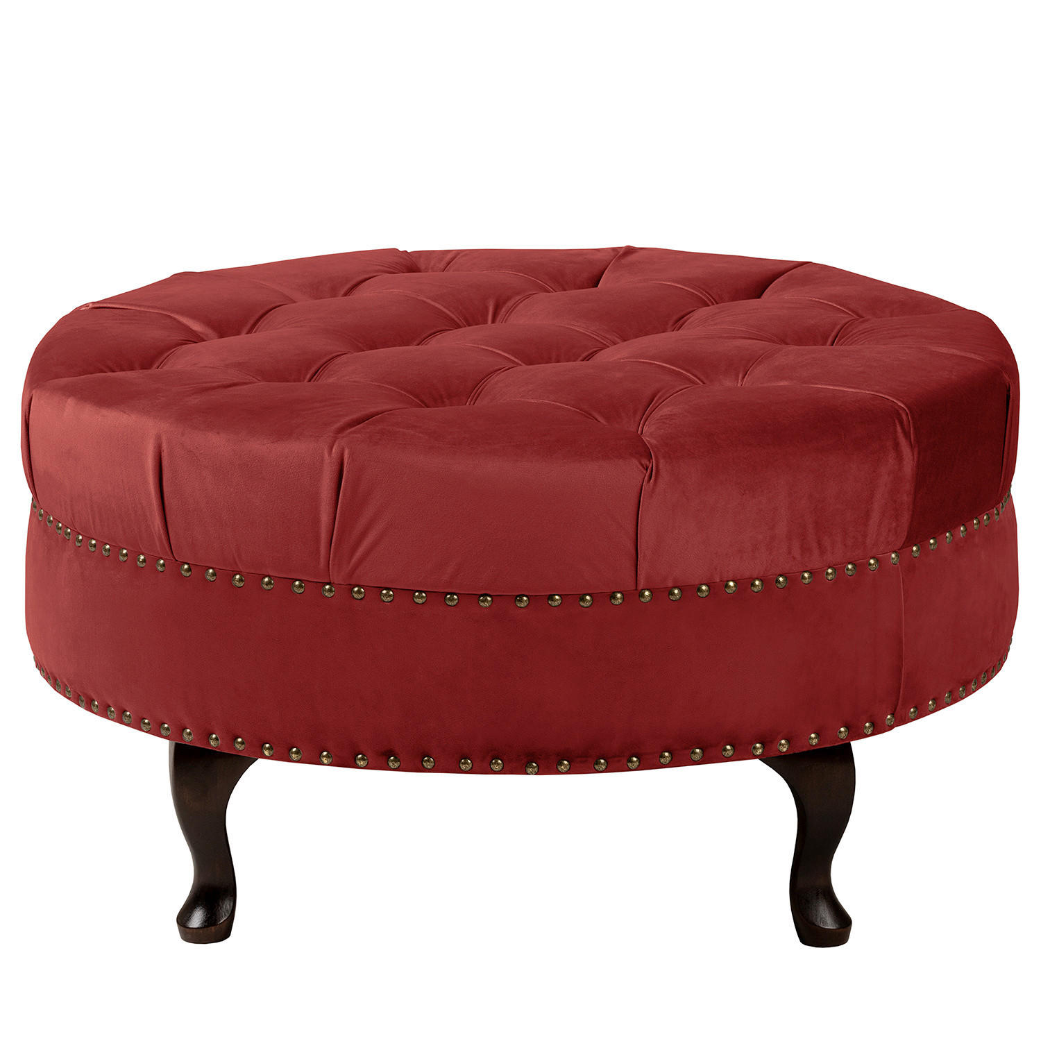 HOCKER in Textil Bordeaux  - Bordeaux/Braun, Design, Holz/Textil (80/45/80cm) - Livetastic